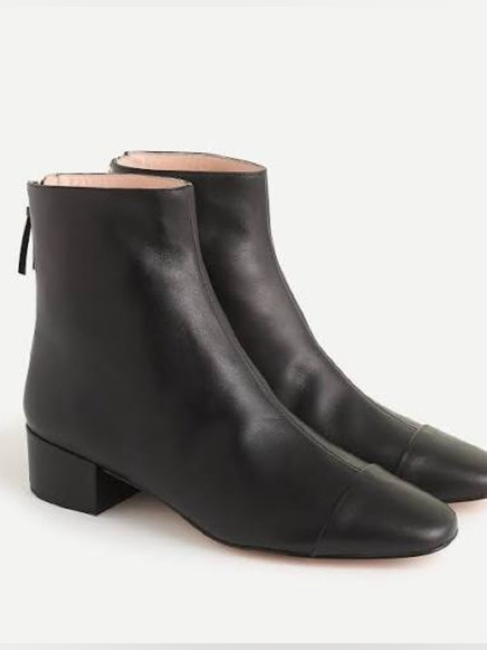 J. Crew Womens Cap Toe Black Leather Ankle Boots- size 8